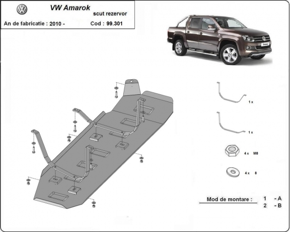 Acél üzemanyagtartály védőlemez Volkswagen Amarok - Only for versions without factory protections