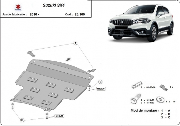 Acél motor, kapcsolószekrény védőlemez Suzuki SX4