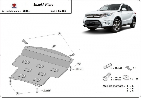 Acél motor, kapcsolószekrény védőlemez Suzuki Vitara