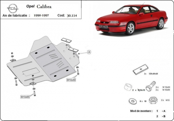 Acél motor, kapcsolószekrény védőlemez Opel Calibra
