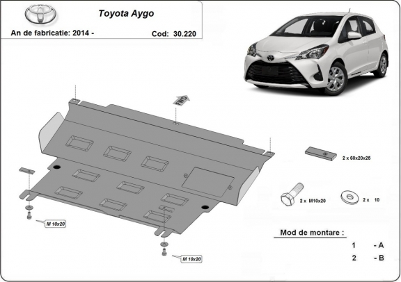 Acél motor, kapcsolószekrény, hűtő védőlemez Toyota Aygo AB40