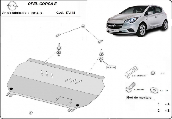 Acél motor, kapcsolószekrény védőlemez Opel Corsa E