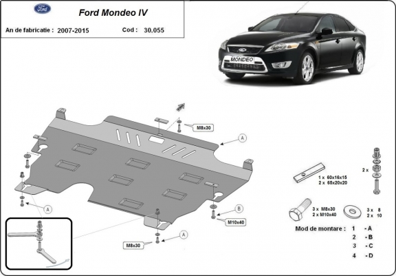 Acél motor, kapcsolószekrény, hűtő védőlemez Ford Mondeo 4