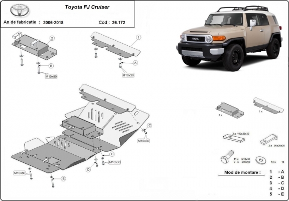 Acél motor, hűtő védőlemez Toyota Fj Cruiser