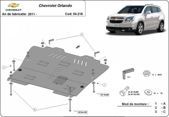 Acél motor, kapcsolószekrény, hűtő védőlemez Chevrolet Orlando