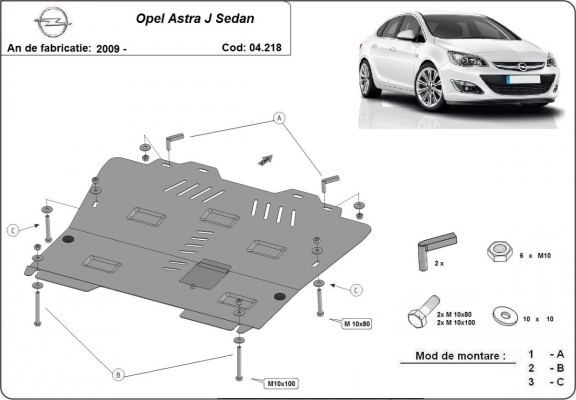 Acél motor, kapcsolószekrény, hűtő védőlemez Opel Astra