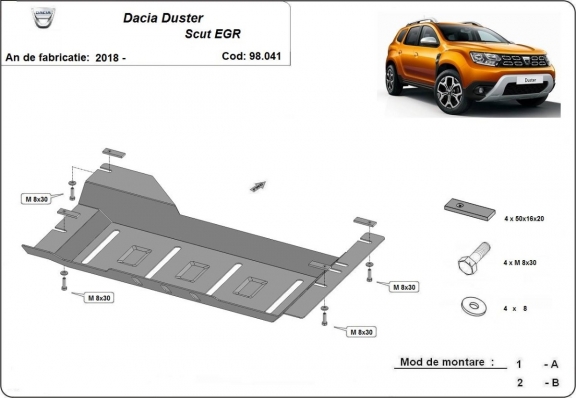 Acél EGR, STOP&GO rendszer védőlemez Dacia Duster