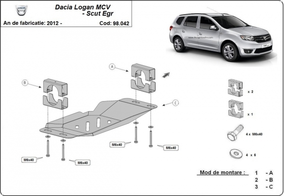Acél EGR, STOP&GO rendszer védőlemez Dacia Logan MCV