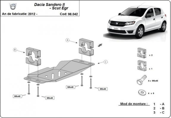 Acél EGR, STOP&GO rendszer védőlemez Dacia Sandero 2