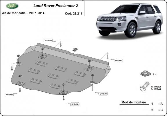 Acél motor, kapcsolószekrény, hűtő védőlemez Land Rover Freelander 2