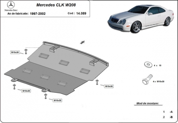 Acél motor, hűtő védőlemez Mercedes CLK W208