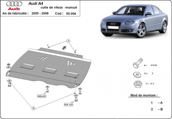 Acél kapcsolószekrény védőlemez Audi A4 B7 All Road