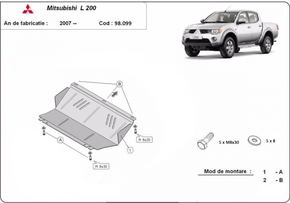 Acél hűtő védőlemez Mitsubishi L 200