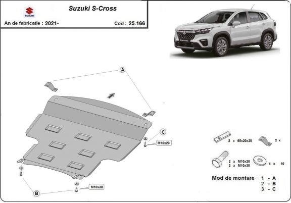 Acél motor, kapcsolószekrény védőlemez Suzuki S-Cross