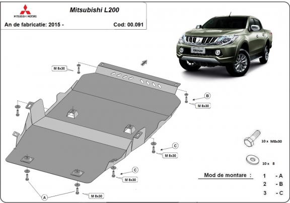 Acél osztómű védőlemez Mitsubishi L200