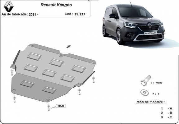 Acél motor, kapcsolószekrény védőlemez Renault Kangoo