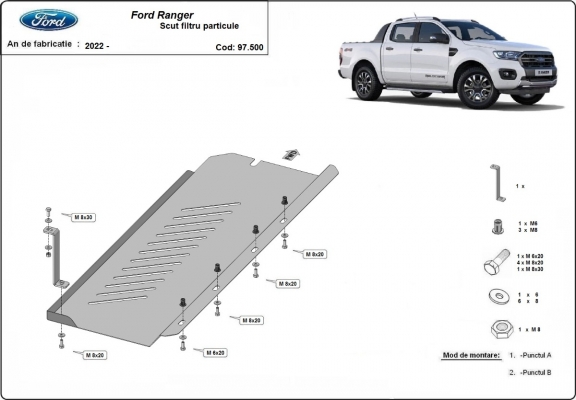 Acél részecskeszürő védőlemez Ford Ranger