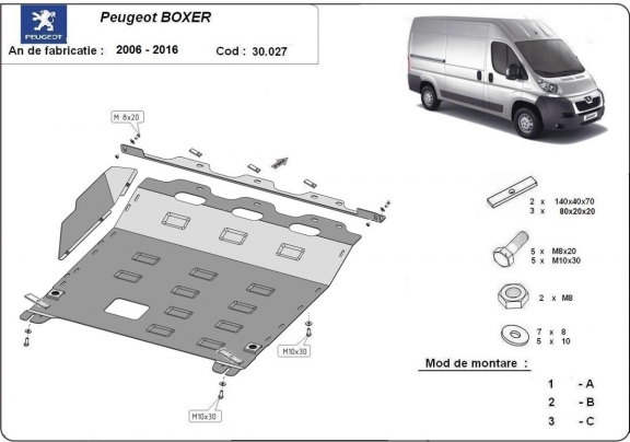 Acél motor, kapcsolószekrény védőlemez Peugeot Boxer
