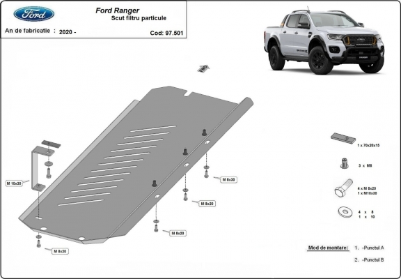 Acél részecskeszűrő védőlemez Ford Ranger
