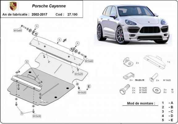 Motor, karter- védő acéllemez Porsche Cayenne