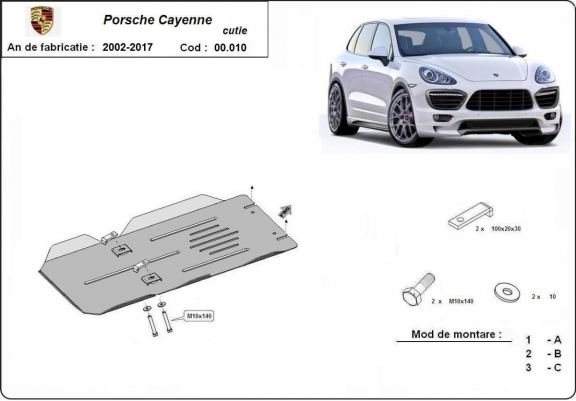 Acél kapcsolószekrény védőlemez Porsche Cayenne