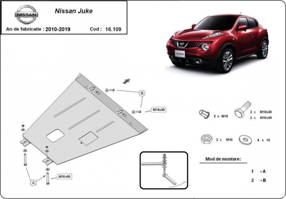 Acél motor, kapcsolószekrény, hűtő védőlemez Nissan Juke