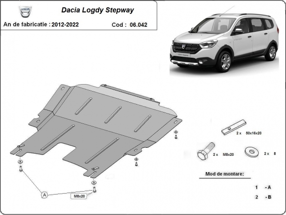 Acél motor, kapcsolószekrény védőlemez Dacia Lodgy Stepway