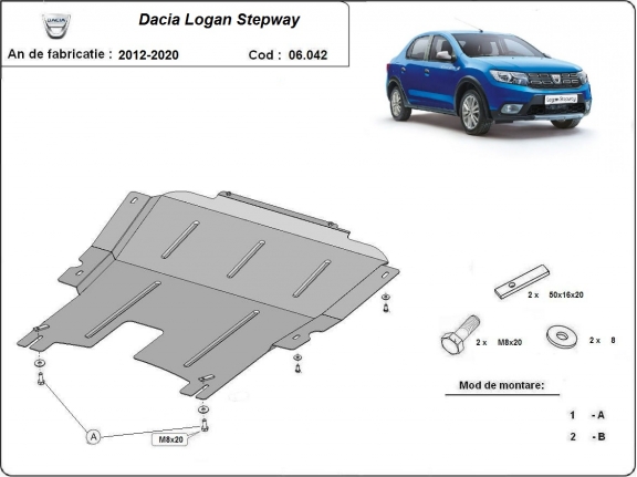 Acél motor, kapcsolószekrény védőlemez Dacia Logan 2 Stepway