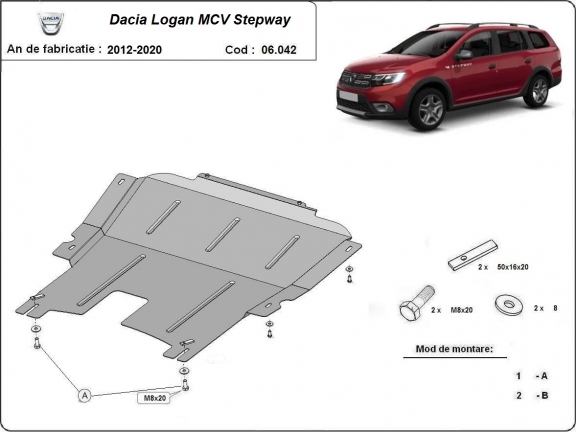 Acél motor, kapcsolószekrény védőlemez Dacia Logan MCV Stepway