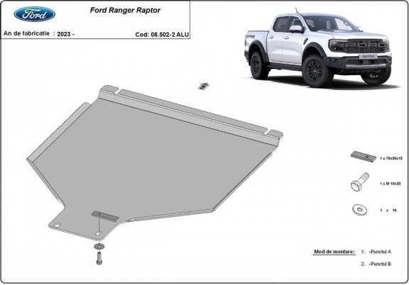 Acél kapcsolószekrény védőlemez Ford Ranger Raptor