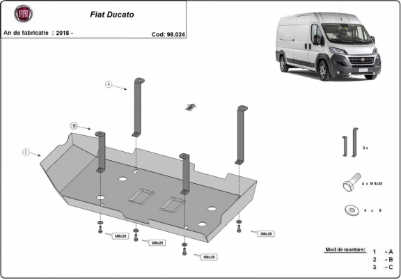 Acél AdBlue tartályvédő lemez Fiat Ducato