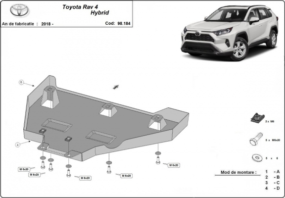 Acél differenciálmű védőlemez Toyota RAV 4 Hybrid