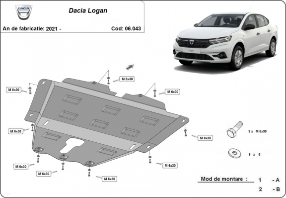 Acél motor, kapcsolószekrény védőlemez Dacia Logan