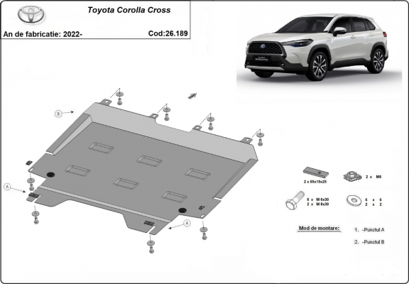 Acél motor, kapcsolószekrény, hűtő védőlemez Toyota Corolla Cross