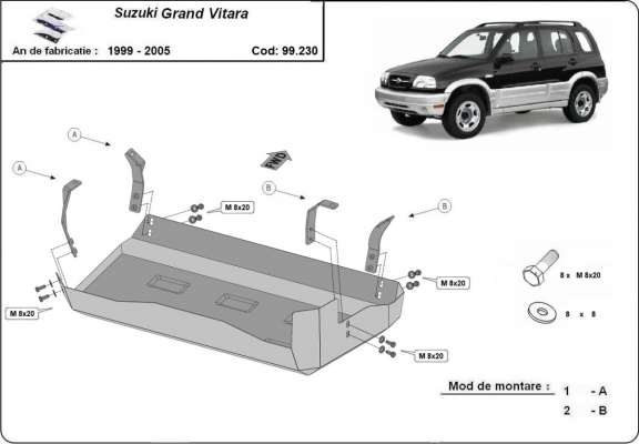 Acél üzemanyagtartály védőlemez Suzuki Grand Vitara