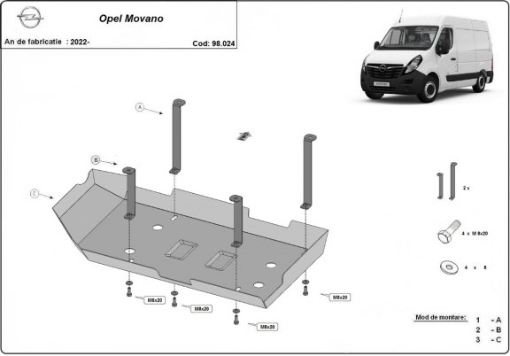 Acél AdBlue tartályvédő lemez Opel Movano