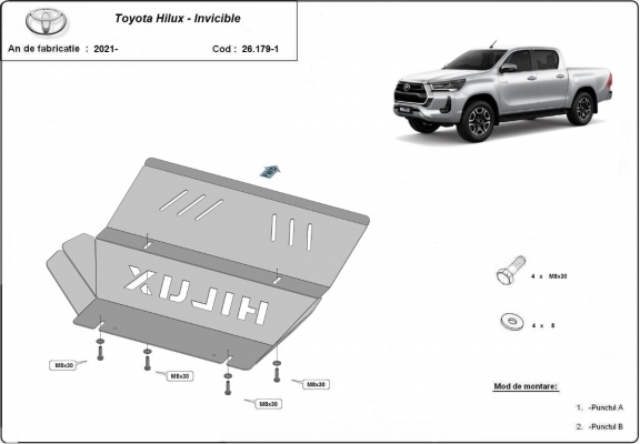 Alumínium hűtő védőlemez Toyota Hilux Invincible