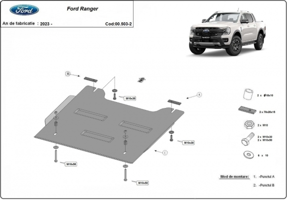 Acél osztómű védőlemez Ford Ranger
