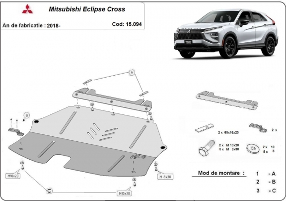 Acél motor, kapcsolószekrény védőlemez Mitsubishi Eclipse Cross