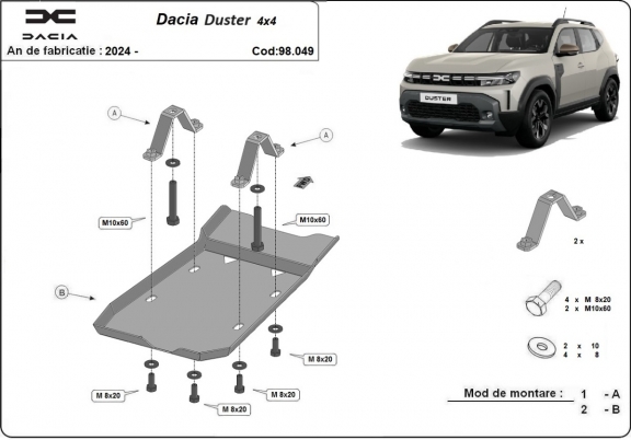 Acél hátsó differenciálmű védőlemez - Dacia Duster 4x4