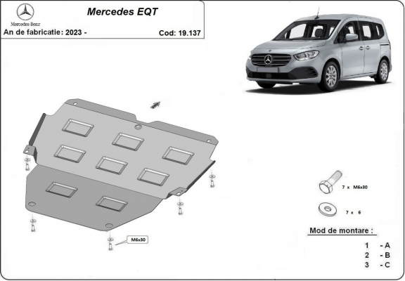 Acél motor, kapcsolószekrény védőlemez Mercedes EQT