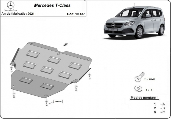 Acél motor, kapcsolószekrény védőlemez Mercedes T-Classe