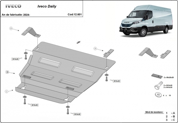Acél motor, hűtő védőlemez Iveco Daily 7
