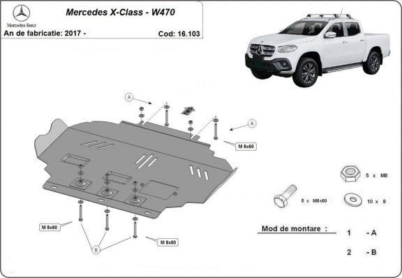Motor, karter- védő acéllemez Mercedes X-Class
