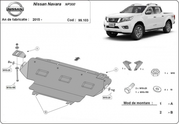 Acél hűtő védőlemez Nissan Navara NP300