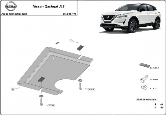 Acél hátsó differenciálmű védőlemez Nissan Qashqai J12