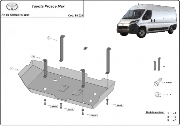 Acél AdBlue tartályvédő lemez Toyota Proace Max