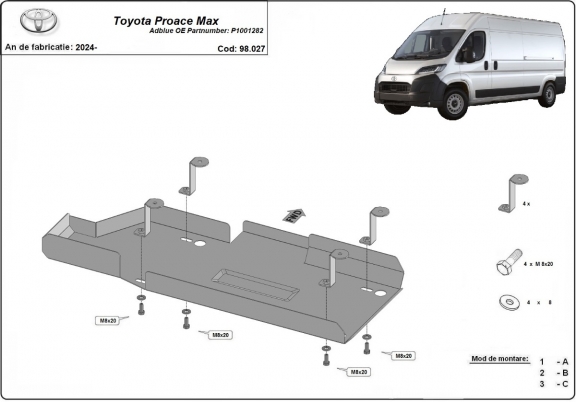 Acél AdBlue tartályvédő lemez Toyota Proace Max - P1001282
