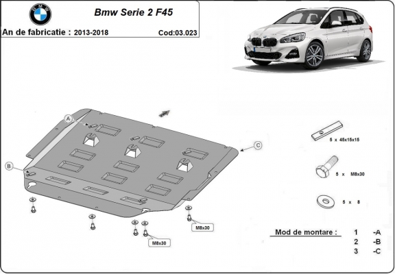 Acél motorvédőlemez BMW Seria 2 F45