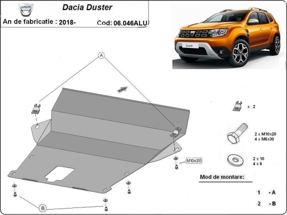 Alumínium motor, sebességváltó, hűtő, első lökhárító védőlemez Dacia Duster